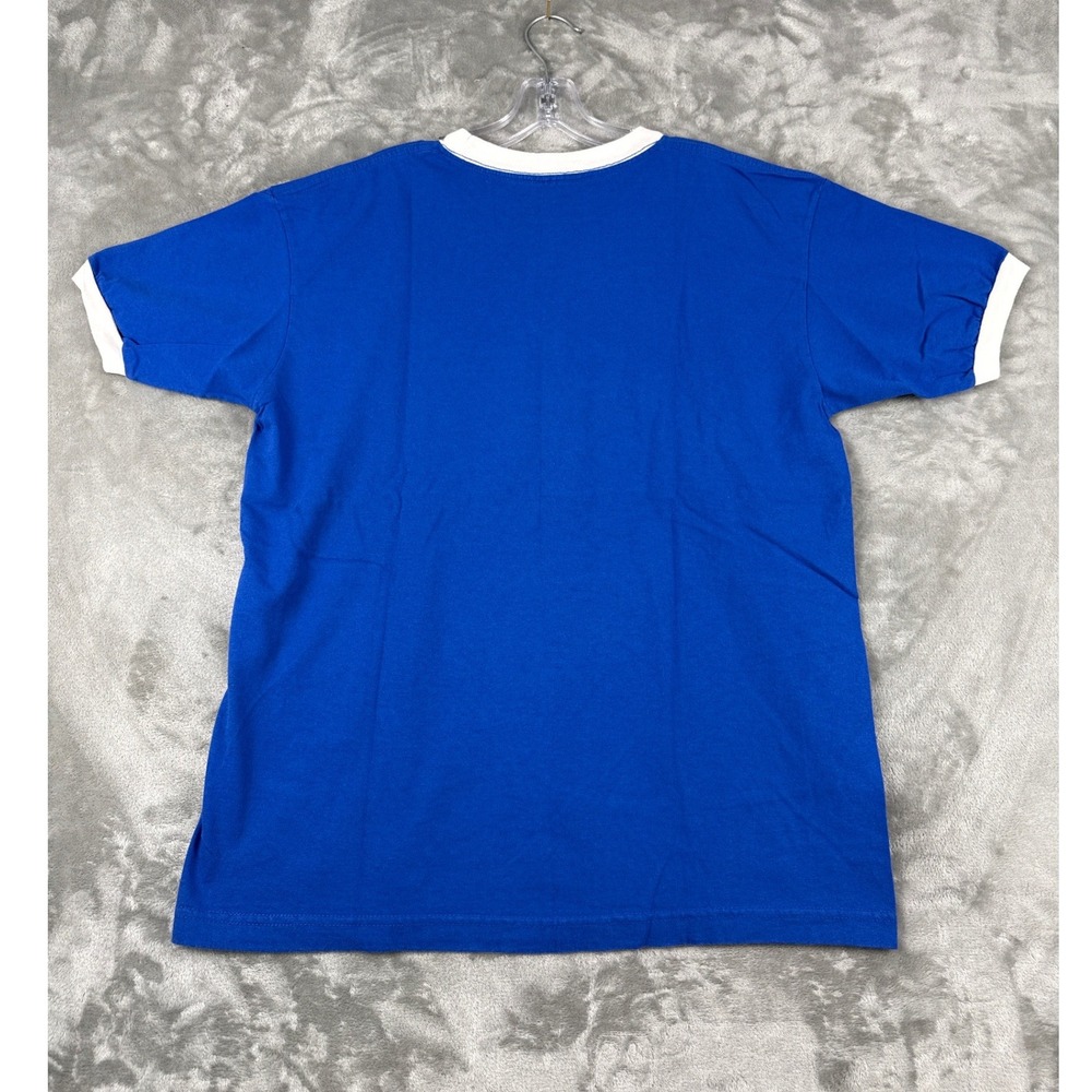 Italia Futbol Soccer Ringer T-Shirt Blue White Distressed Graphic Mens Large - Picture 6 of 6
